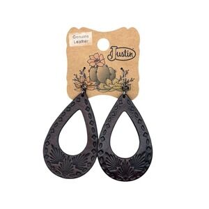 Justin Women's Brown Teardrop Leather Dangle Earrings Casual